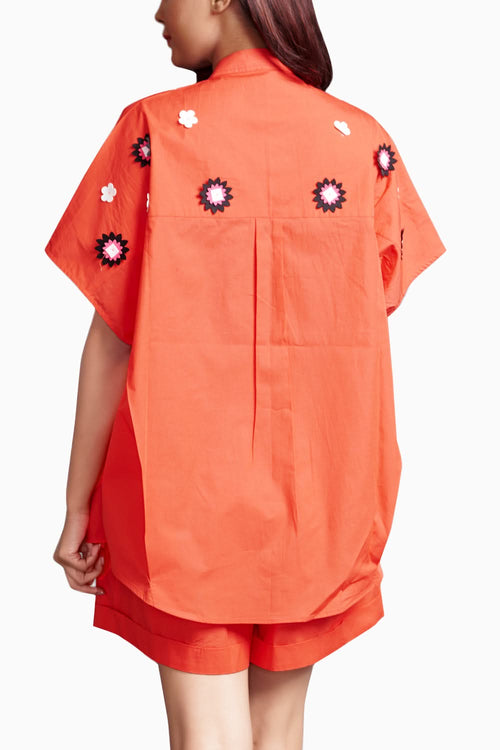 Orange Embroidered Co-ord Set