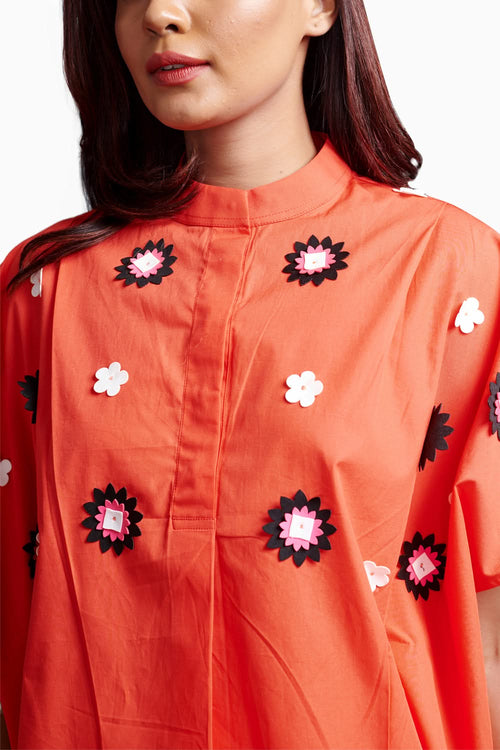 Orange Embroidered Co-ord Set