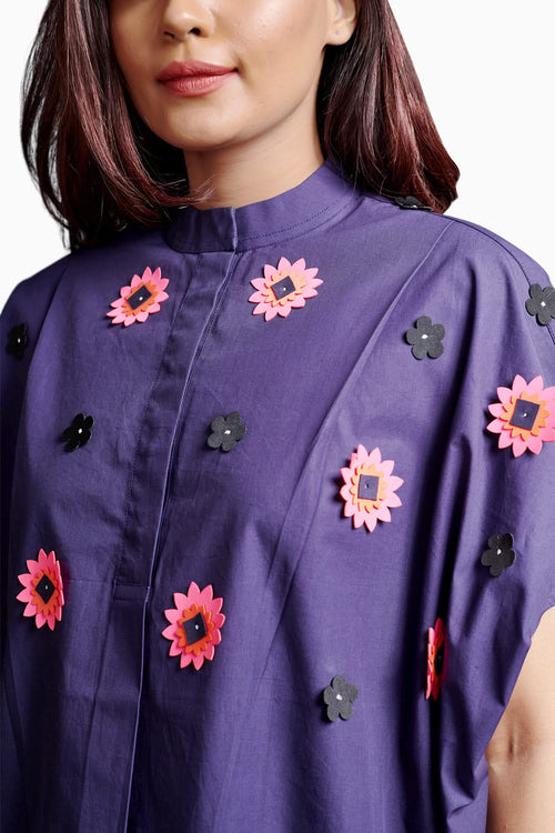 Purple Embroidered Oversized Co-ord Set