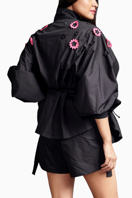 Black Confetti Detailed Co-ord Set