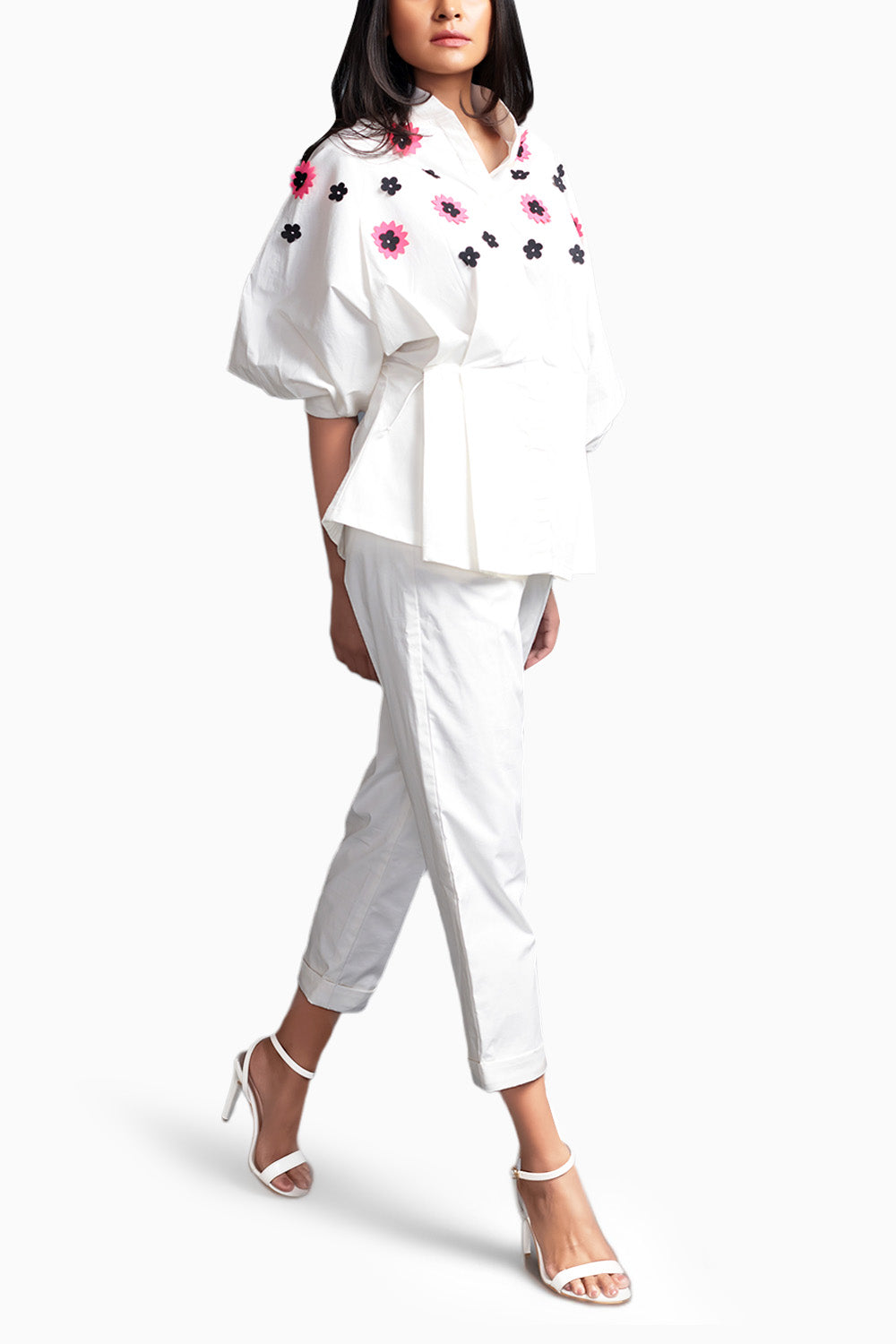 White Confetti Shirt with Pants Set