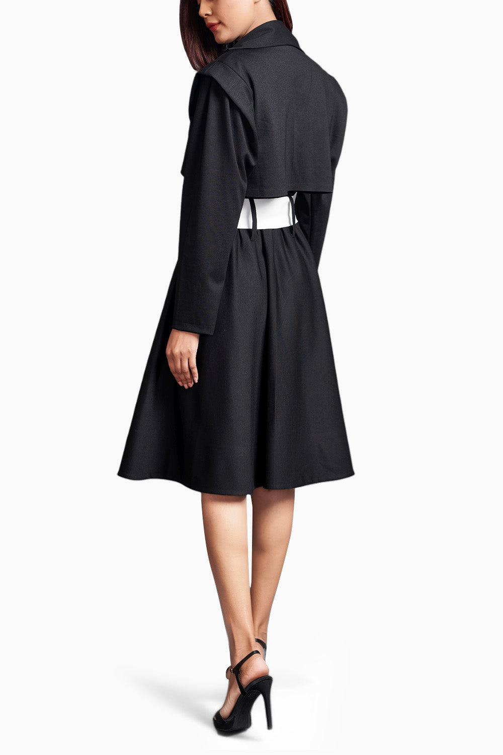 Black Jacket Dress With Sash Belt