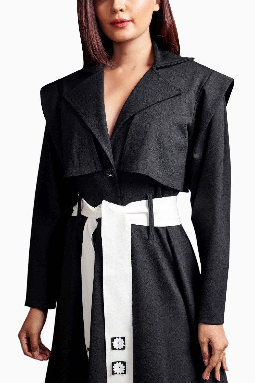 Black Jacket Dress With Sash Belt