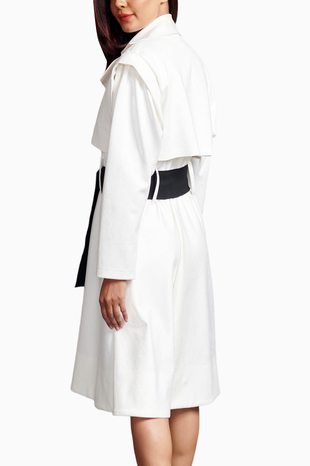 White Jacket Dress With Sash Belt