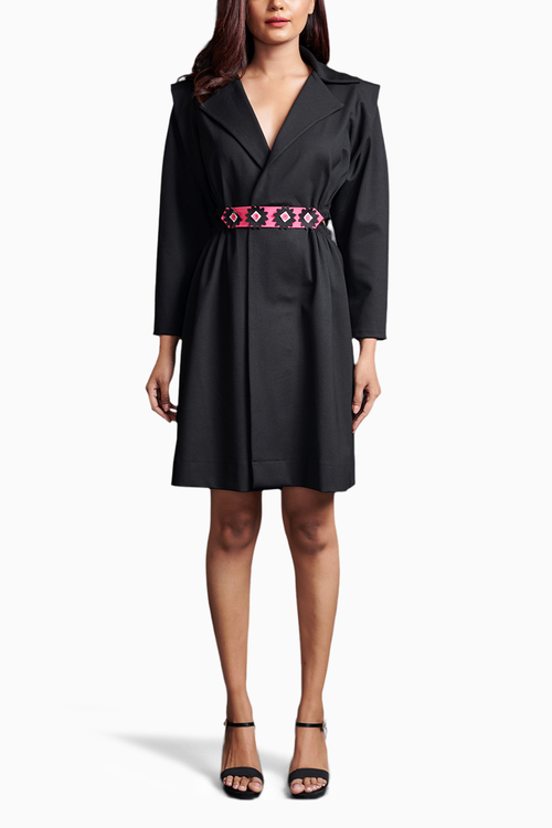 Black Jacket Dress With Belt