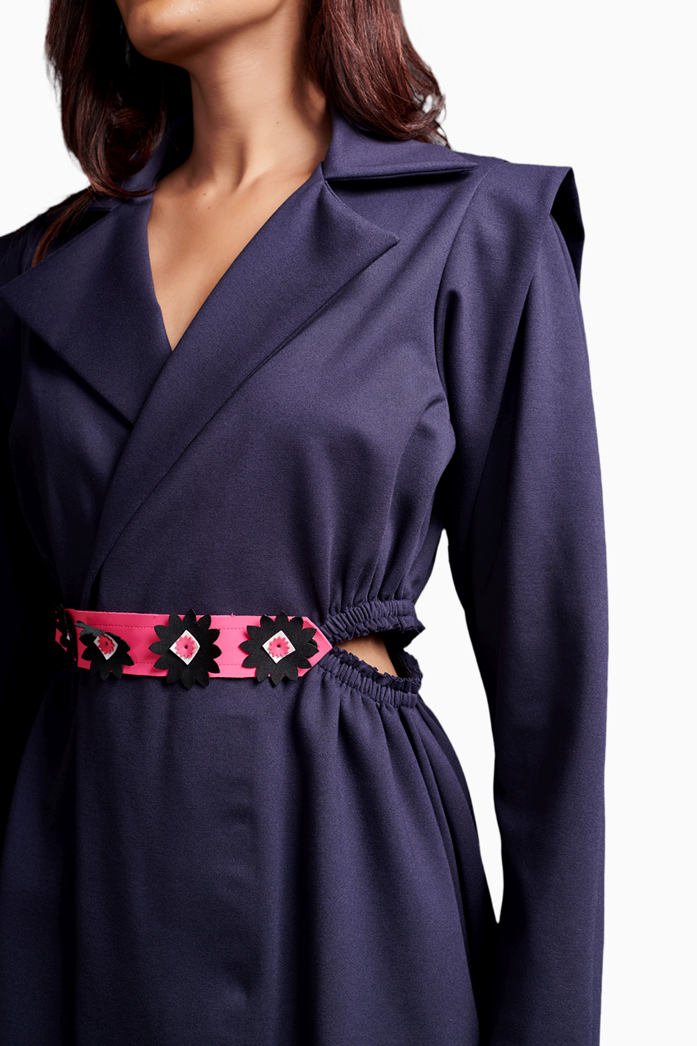 Purple Jacket Dress With Belt