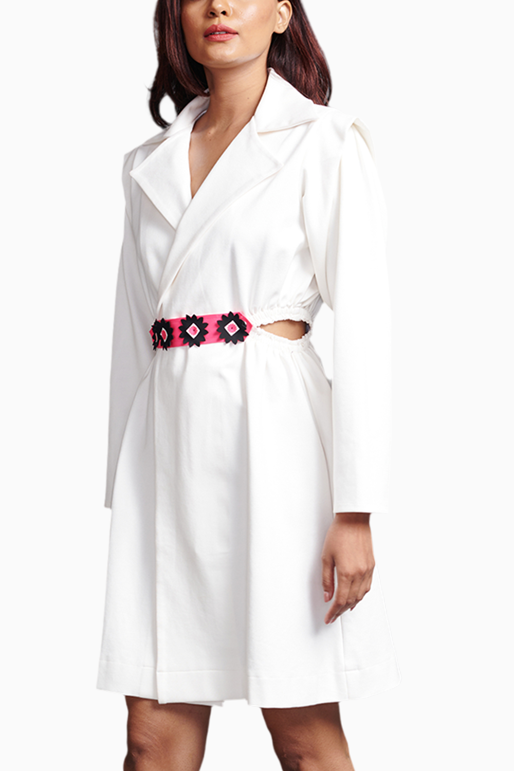 White Jacket Dress With Belt