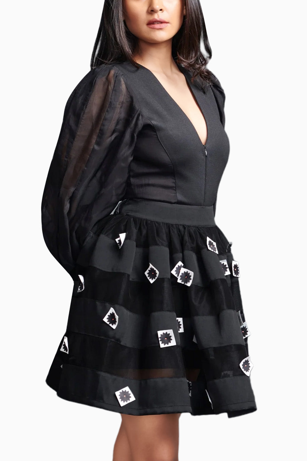 Black Confetti Skirt With Top