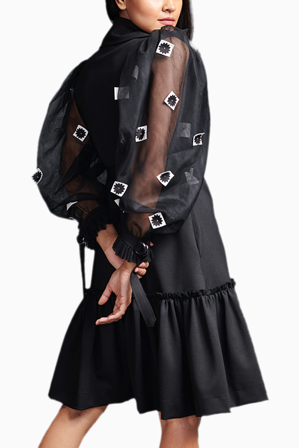 Black Cutwork Jacket Dress