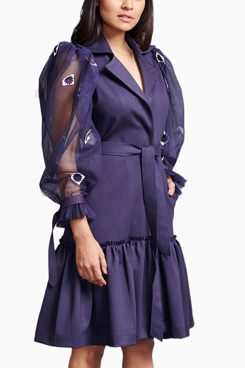 Purple Cutwork Jacket Dress