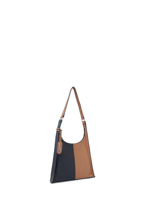 Winnie Black Tan Soft Combo Shoulder Bag