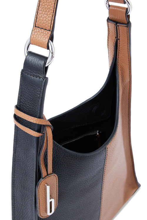 Winnie Black Tan Soft Combo Shoulder Bag