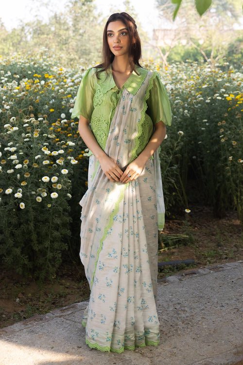 Wildflower Kiss Beige Saree