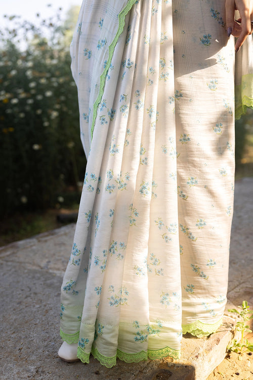 Wildflower Kiss Beige Saree