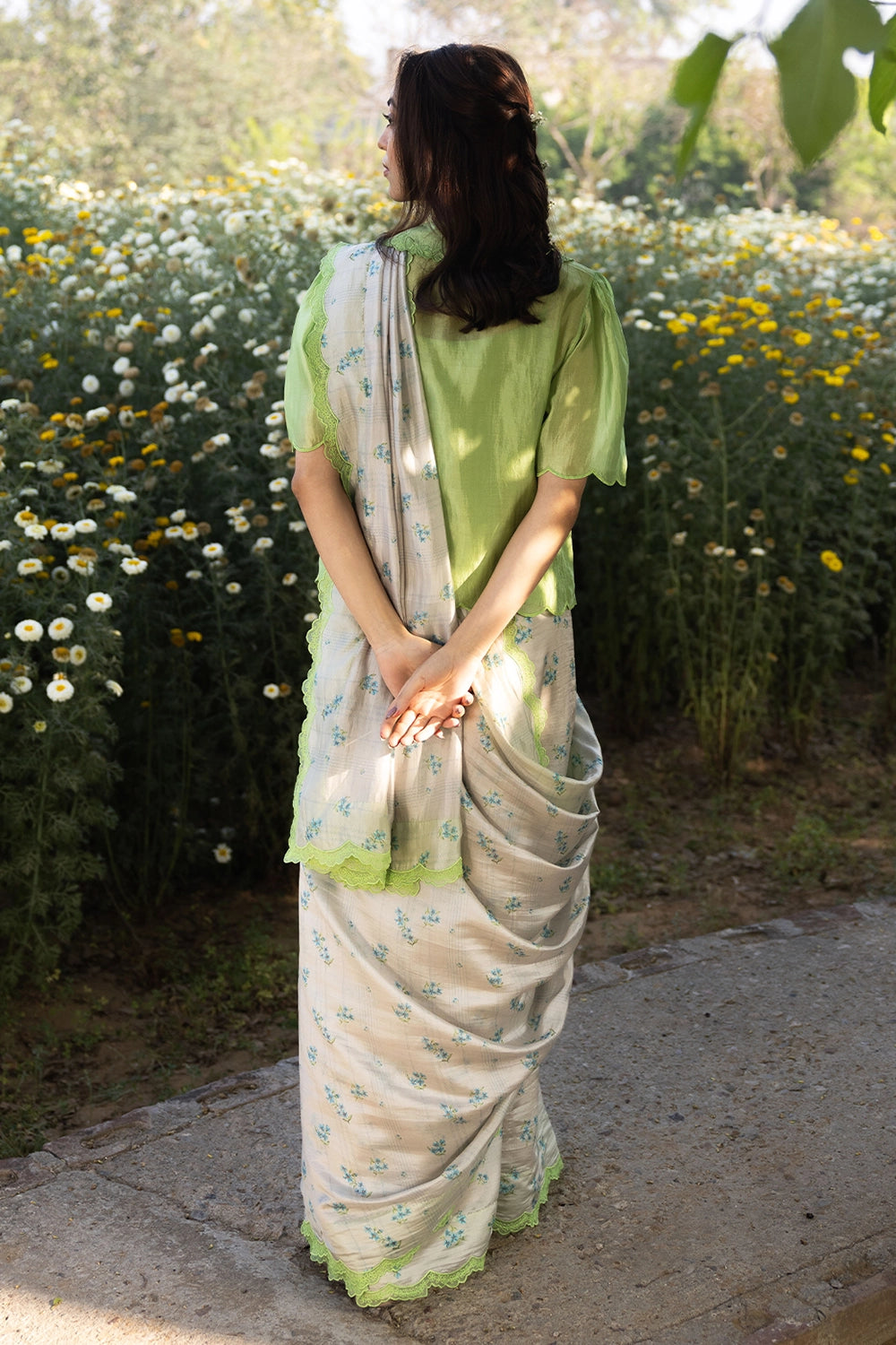 Wildflower Kiss Beige Saree