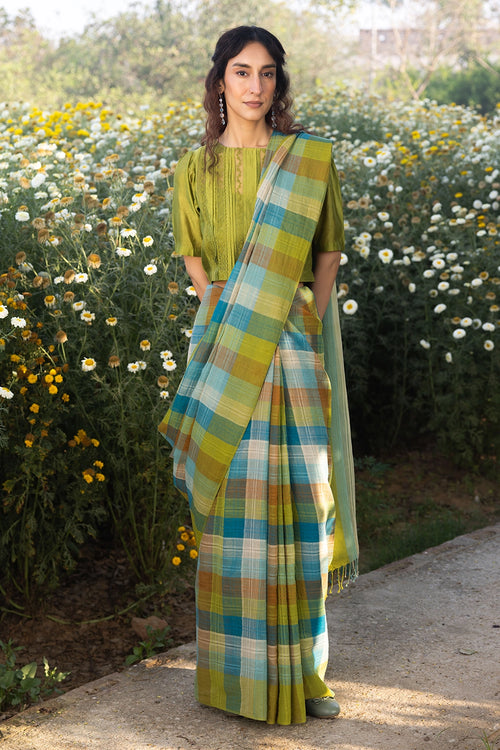 Entwined Checkered Saree