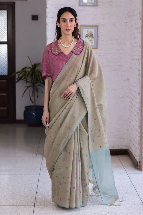 Earthen Bloom Jamdani Saree