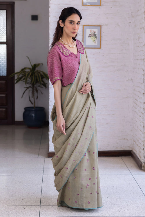 Earthen Bloom Jamdani Saree
