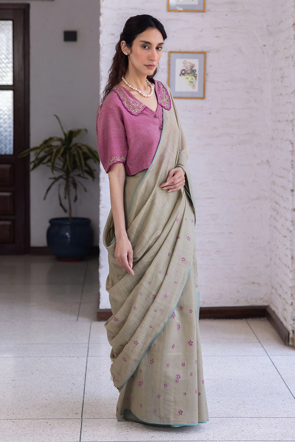Earthen Bloom Jamdani Saree