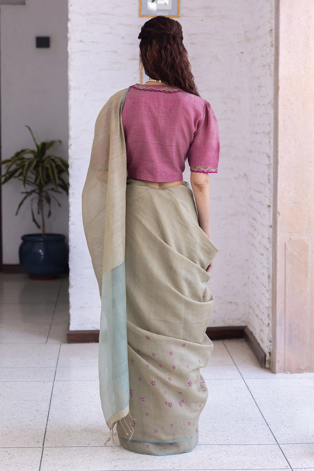 Earthen Bloom Jamdani Saree