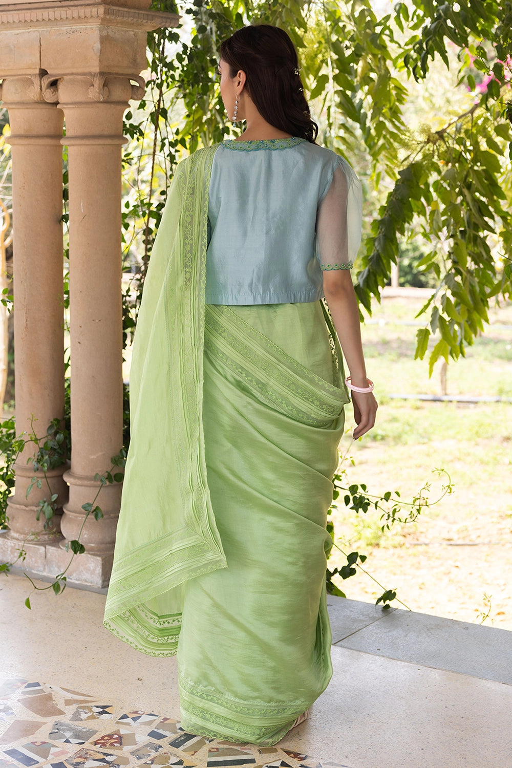 Whispering Ivy Green Saree