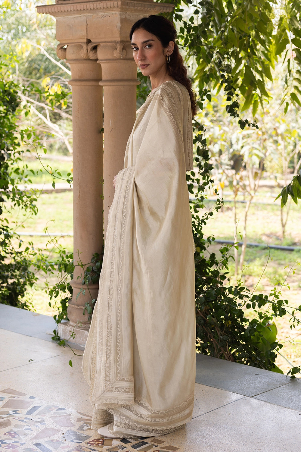 Whispering Ivy Beige Saree