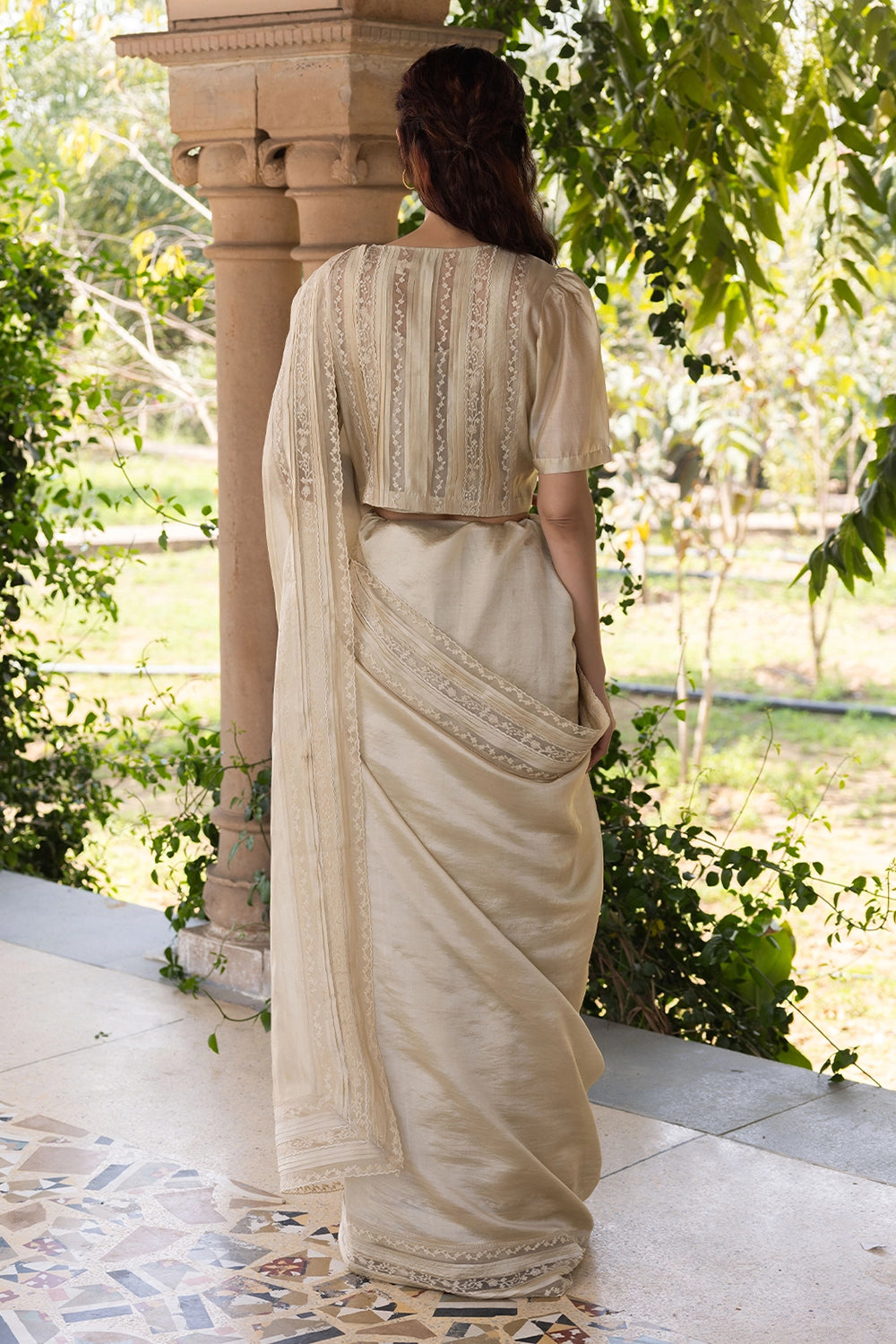 Whispering Ivy Beige Saree