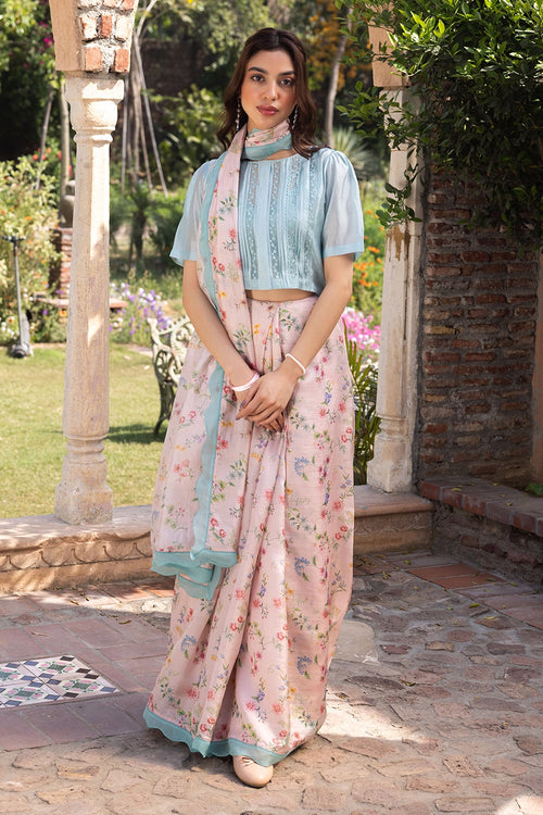 Forest Breeze Pink Scalloped Saree