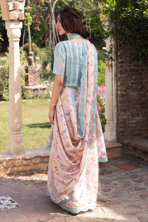 Forest Breeze Pink Scalloped Saree