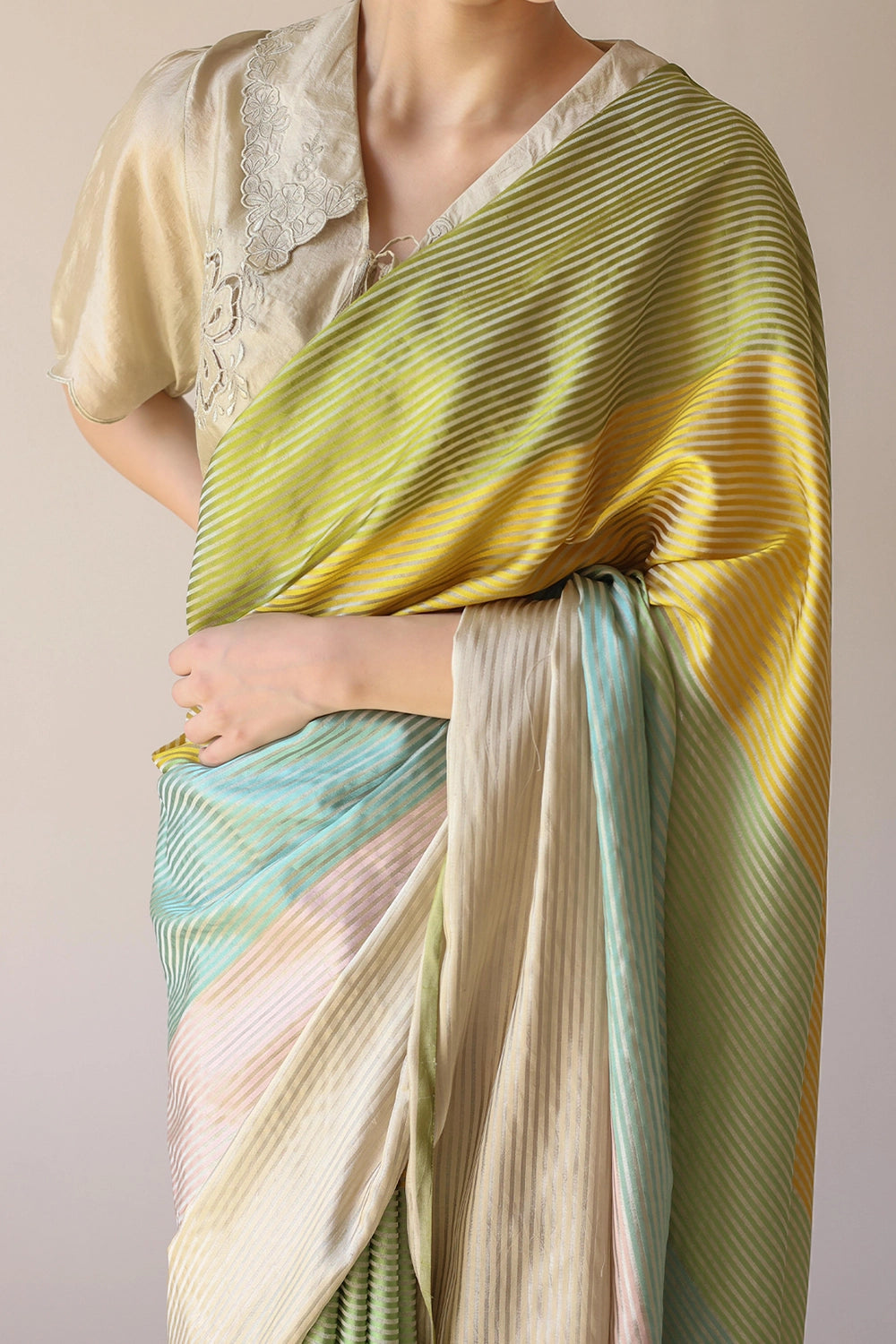 Dawn-to-Dusk Striped Saree