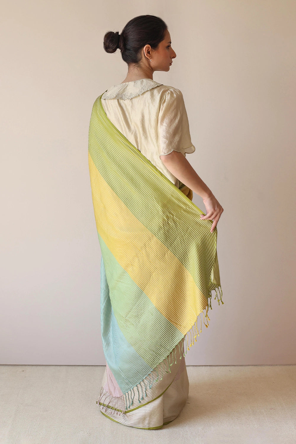 Dawn-to-Dusk Striped Saree