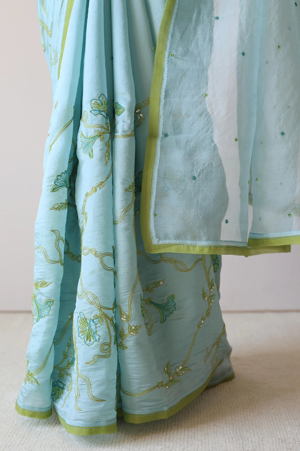 Moss & Mist Embroidered Saree