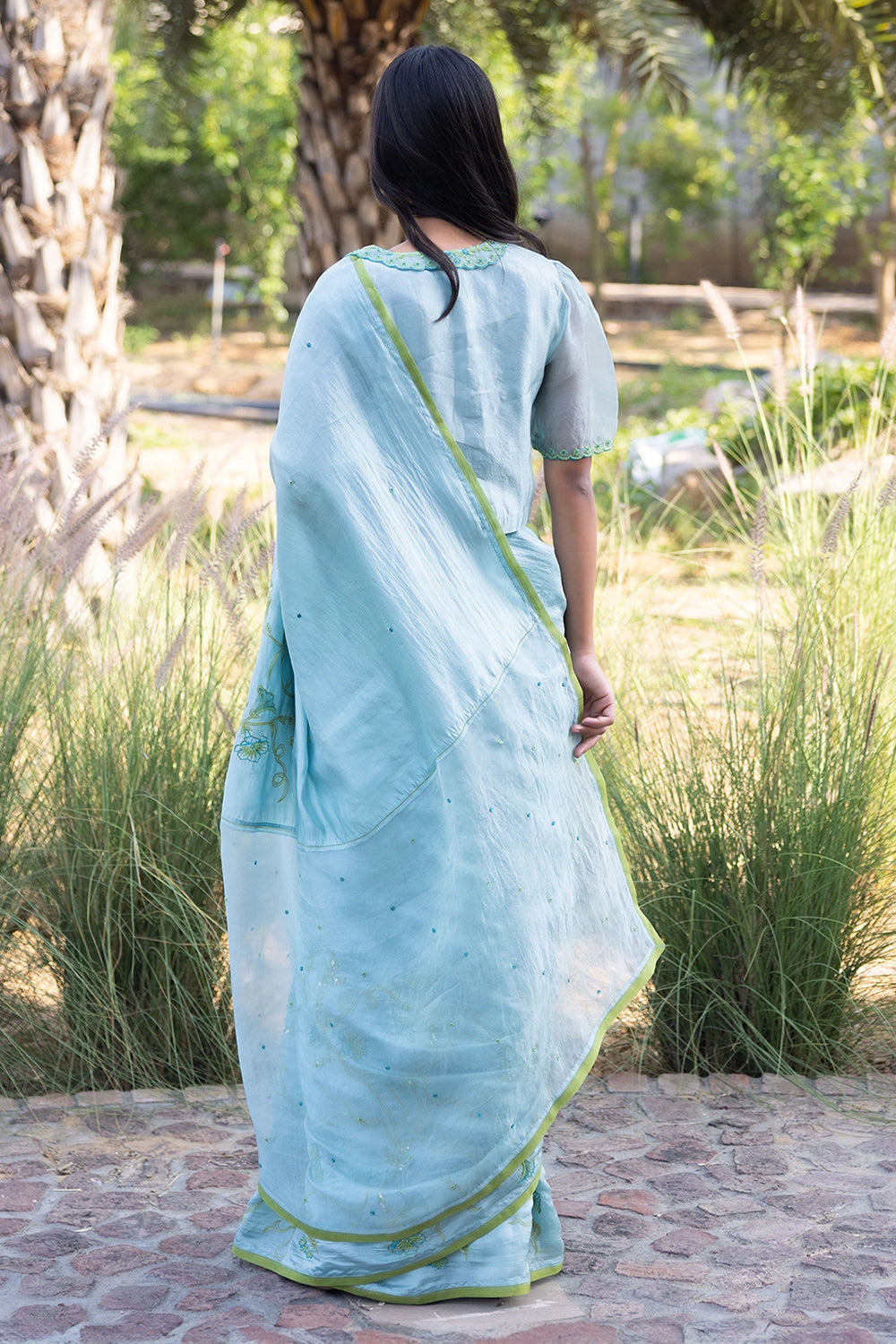 Moss & Mist Embroidered Saree