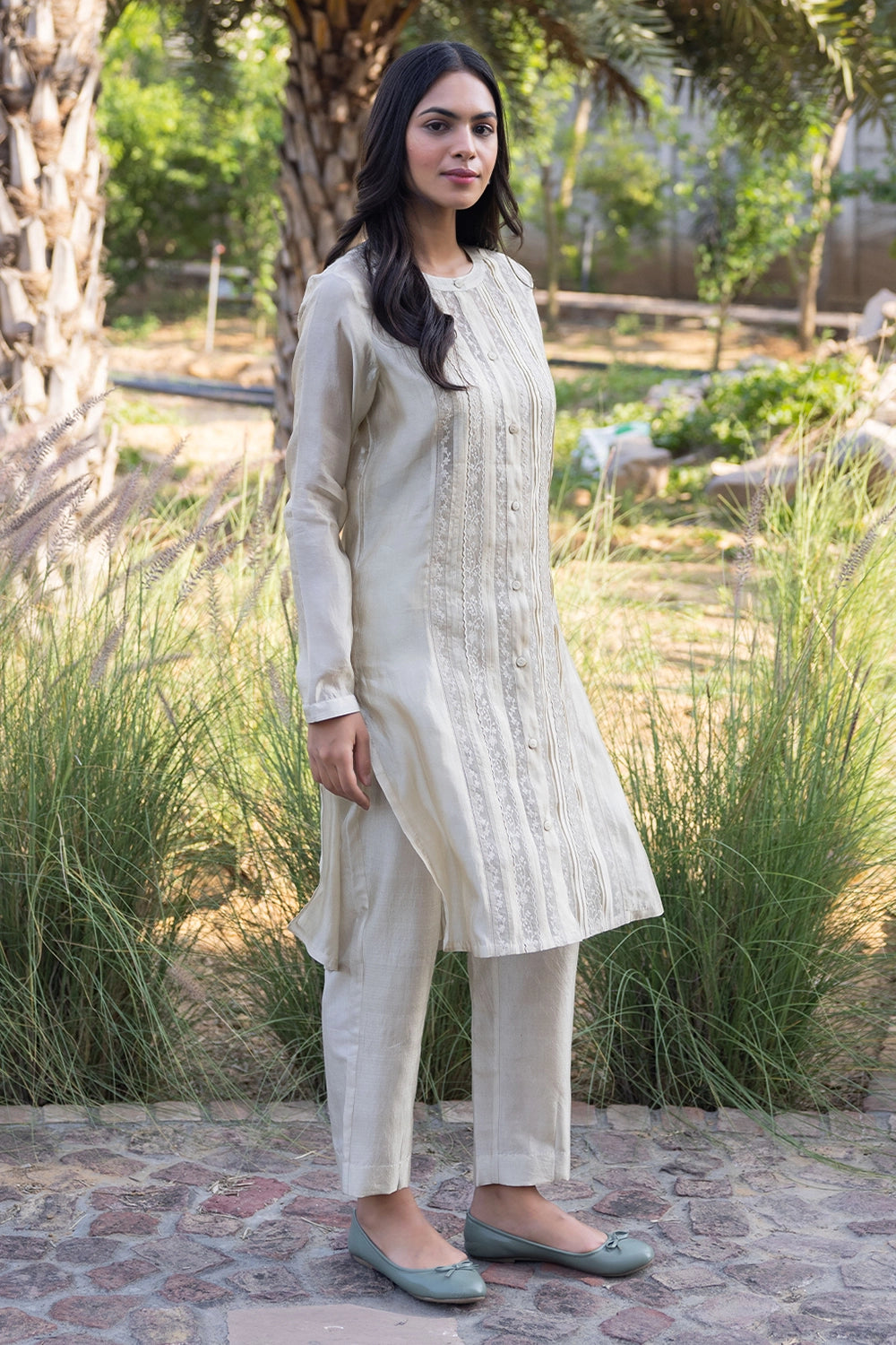 Whispering Ivy Beige Kurta Set