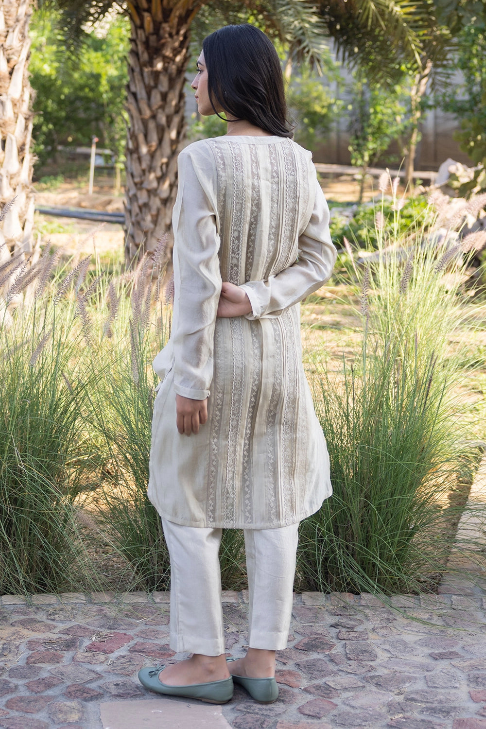 Whispering Ivy Beige Kurta Set