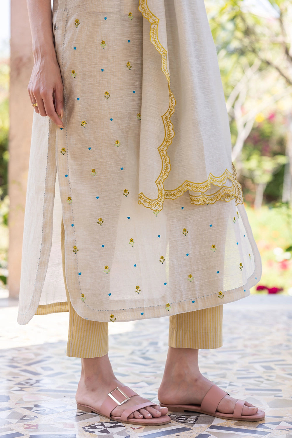 Enchanted Meadow Beige Kurta Set