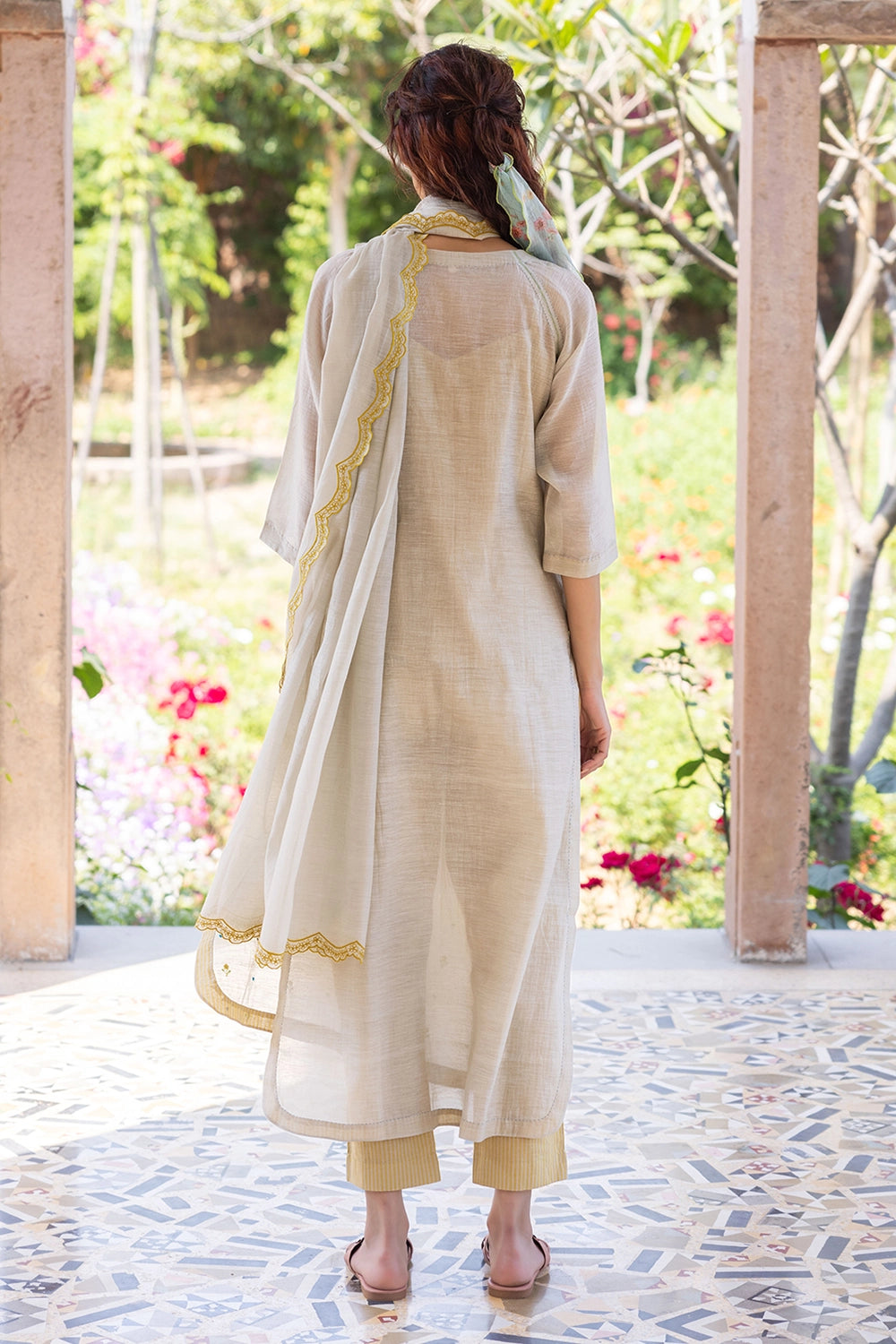 Enchanted Meadow Beige Kurta Set