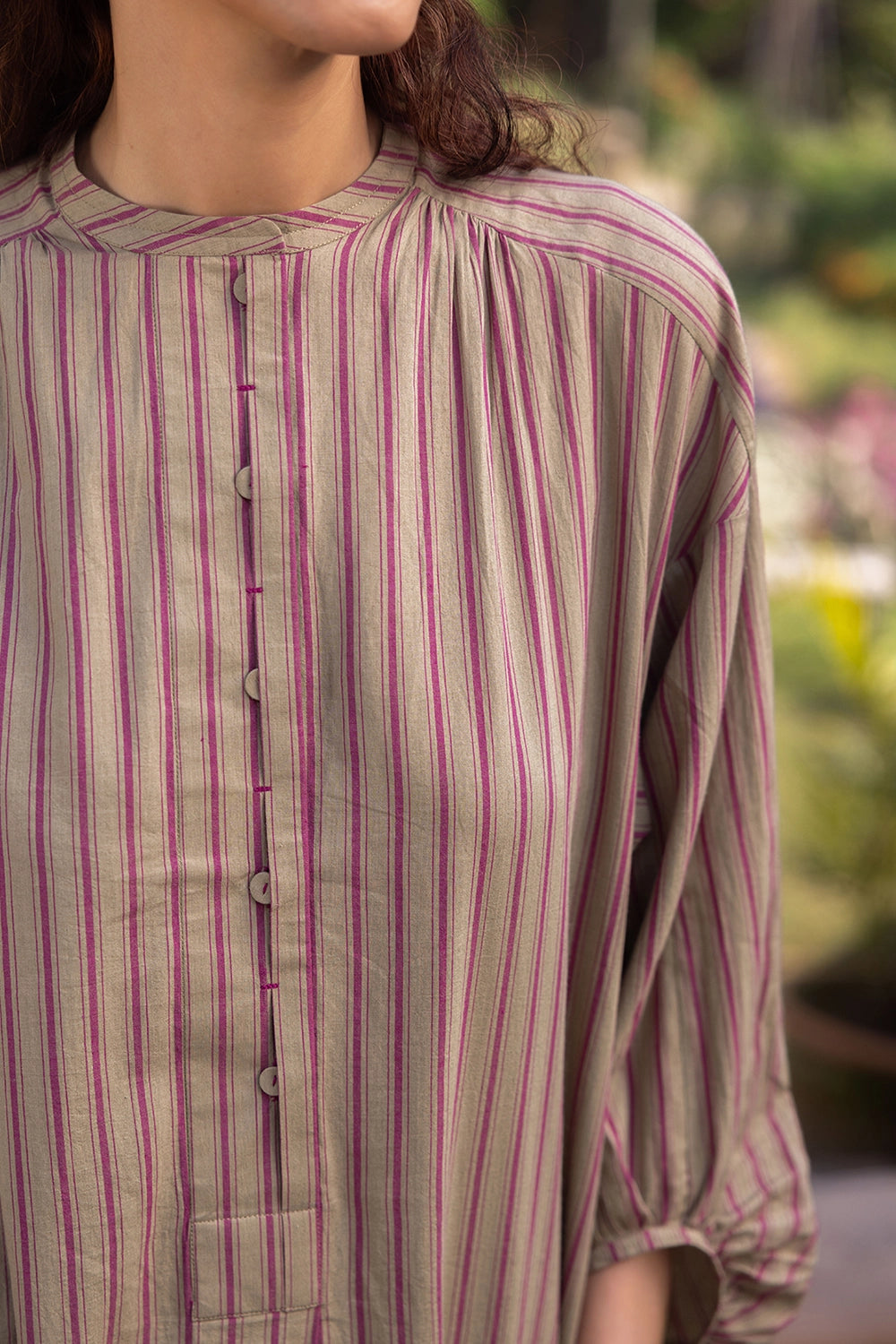 Lost-in-Time Striped Clay Kurta Set