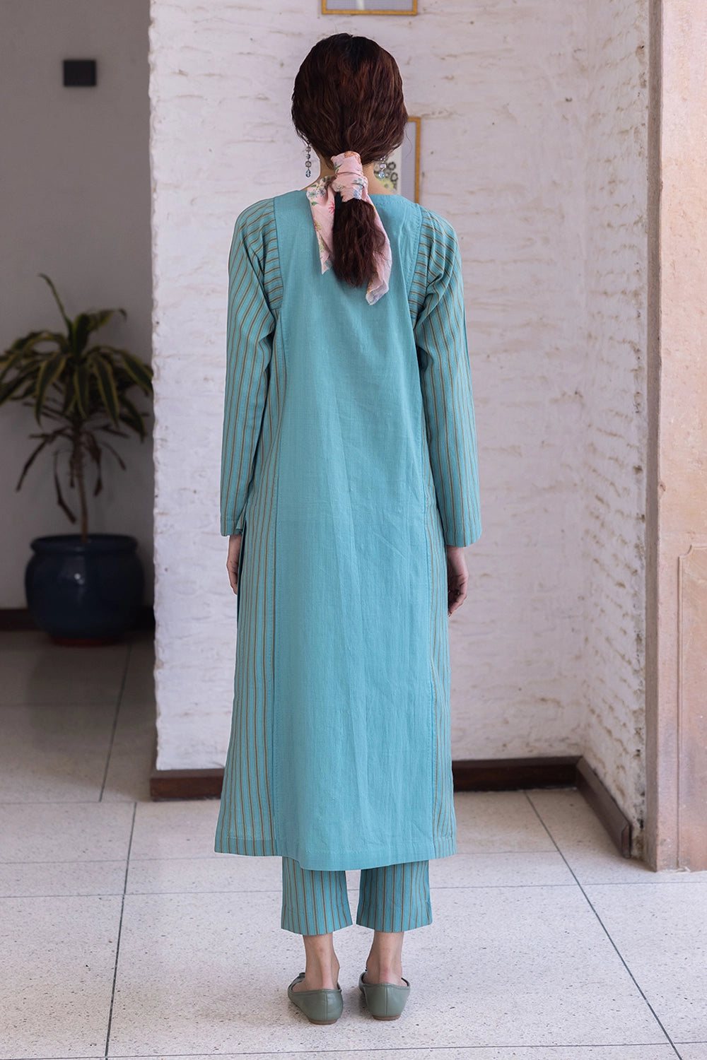 Tender Petals Teal Kurta Set
