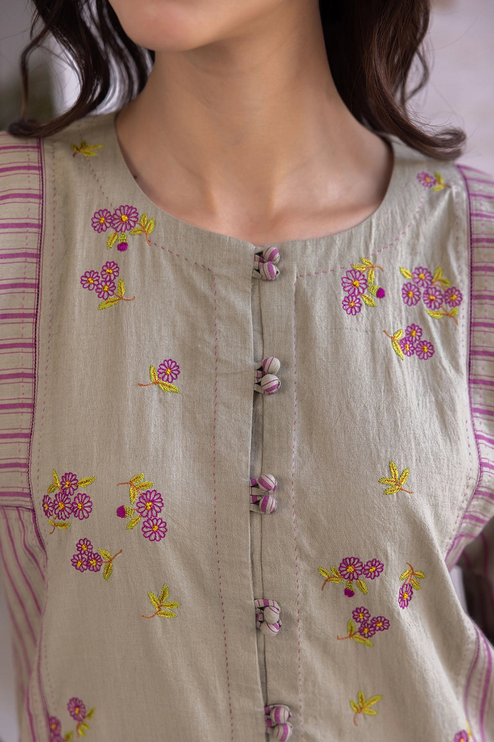 Tender Petals Clay Kurta Set