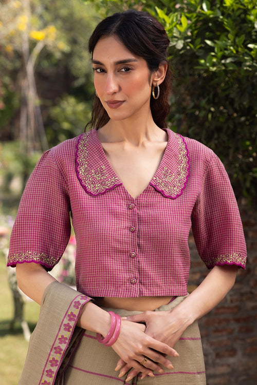 Sweet Caress Embroidered Pink Blouse