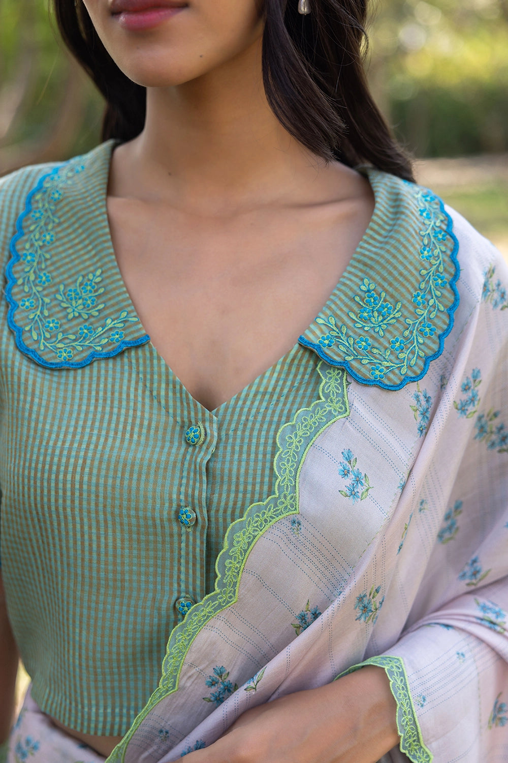 Sweet Caress Embroidered Green Blouse