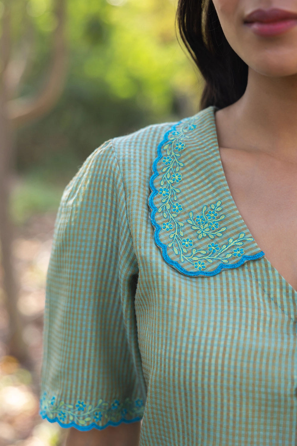 Sweet Caress Embroidered Green Blouse