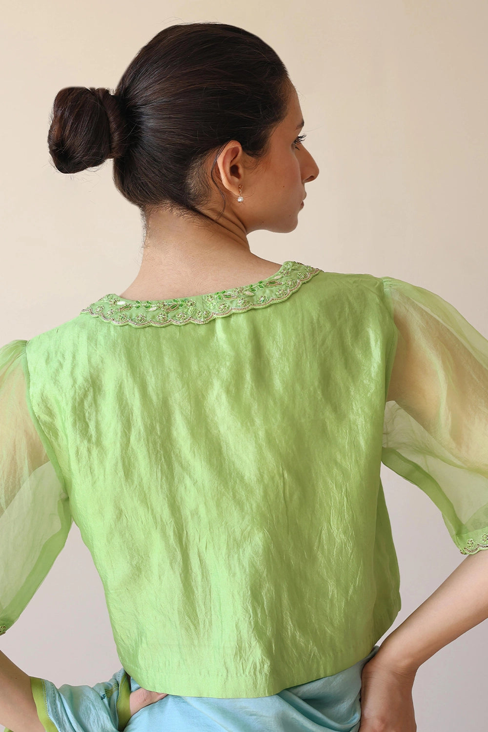Sunlit Morning Embroidered Green Blouse