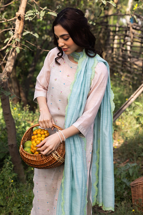 Ethereal Silk Khadi Blue Dupatta