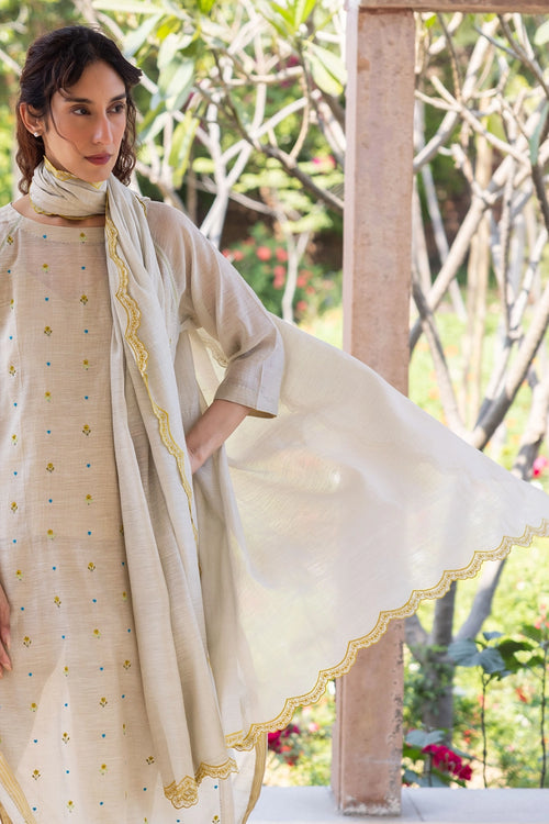 Ethereal Silk Khadi Beige Dupatta