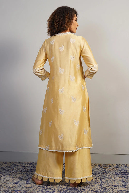 Butter Yellow Embroidered Kurta Set