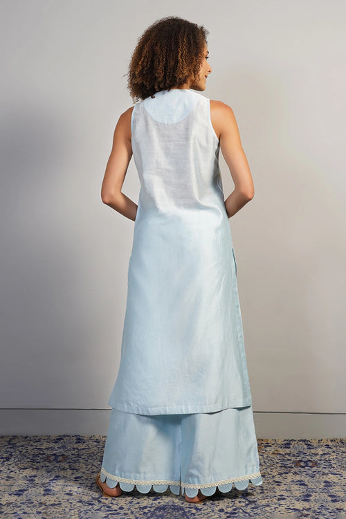 Powder Blue Threadwork Embroidered Kurta Set