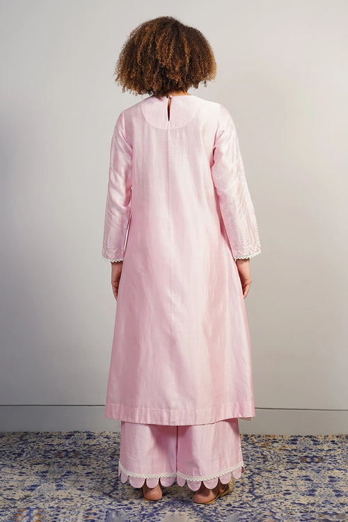 Soft Rose Embroidered Kurta Set