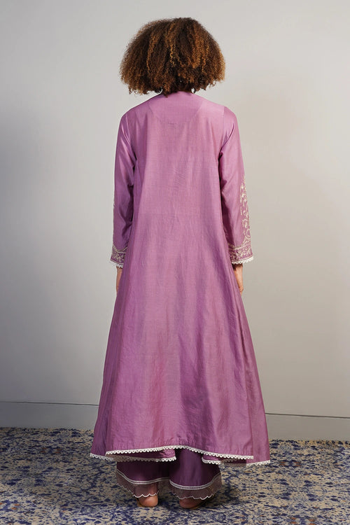 Plum Purple Embroidered Kurta Set